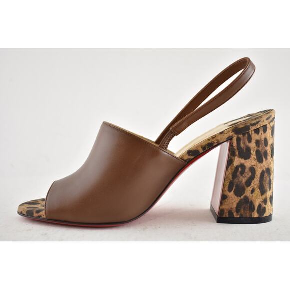 Christian Louboutin Pigasling 85 Brown Leopard Slingback Block Heel Pump 36.5 - Picture 7 of 11